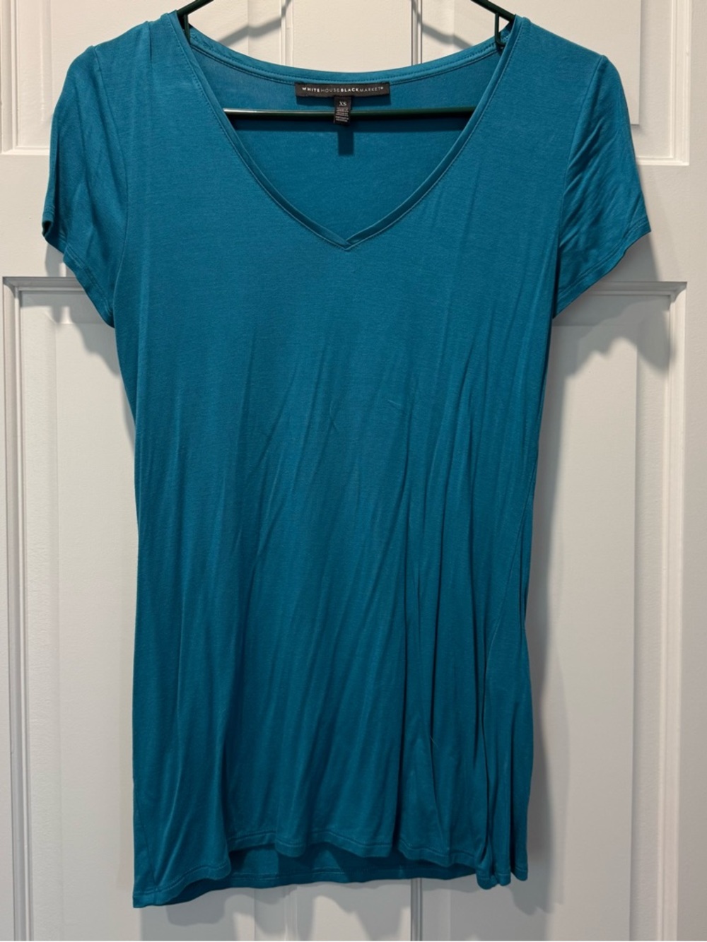 White House Black Market Teal Short Sleeve V-Neck Tee